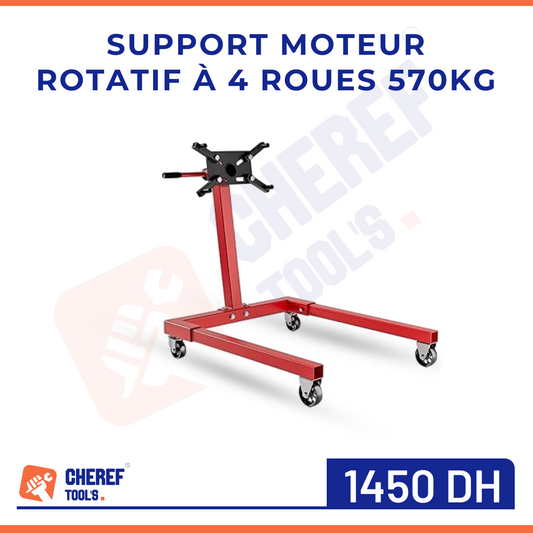 Support moteur rotatif à 4 roues 570kg