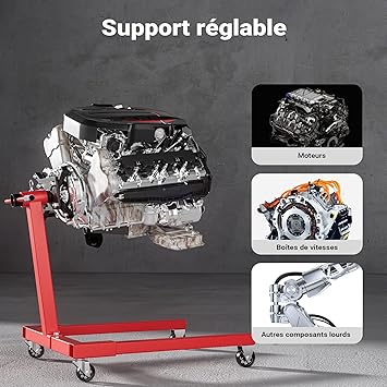 Support moteur rotatif à 4 roues 570kg