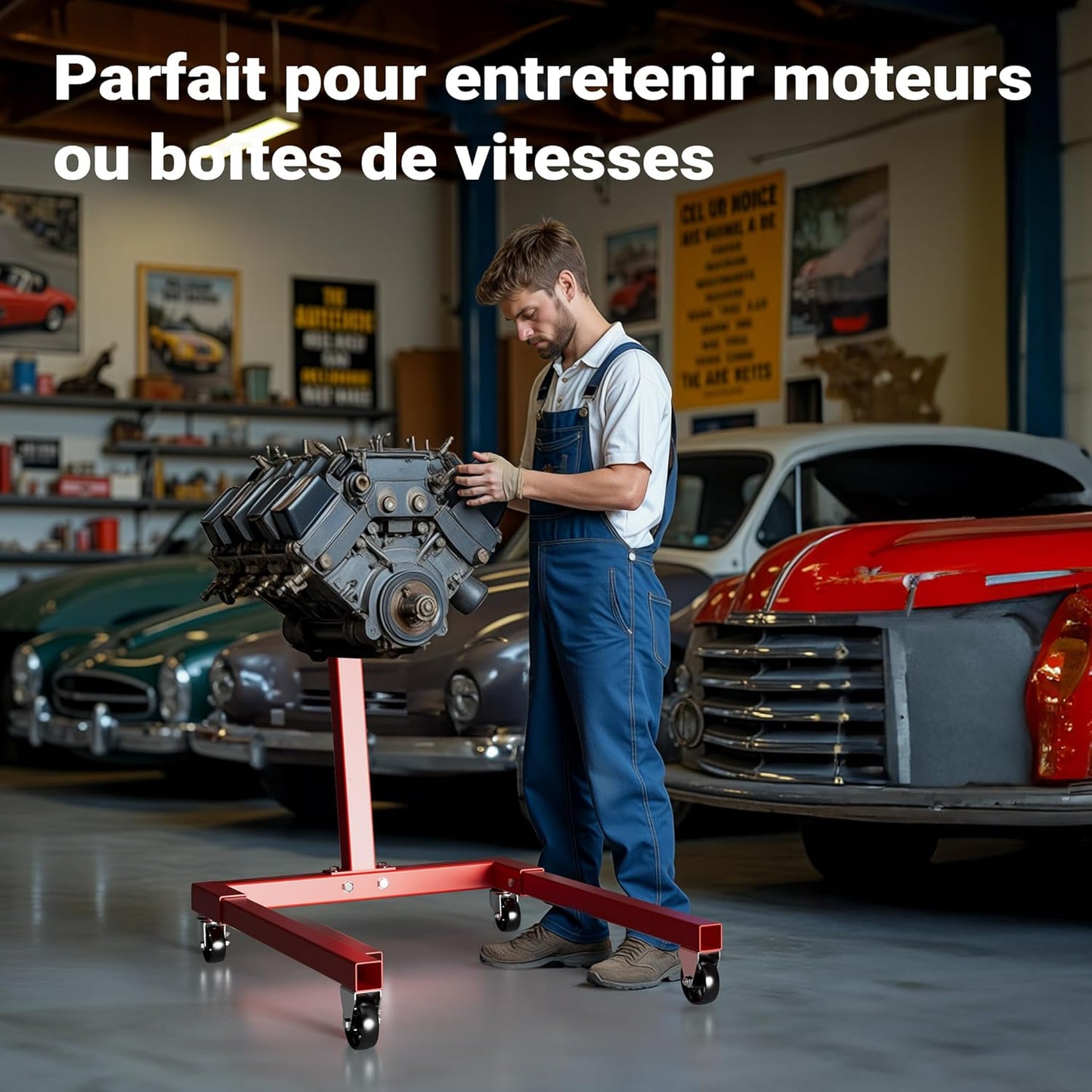 Support moteur rotatif à 4 roues 570kg
